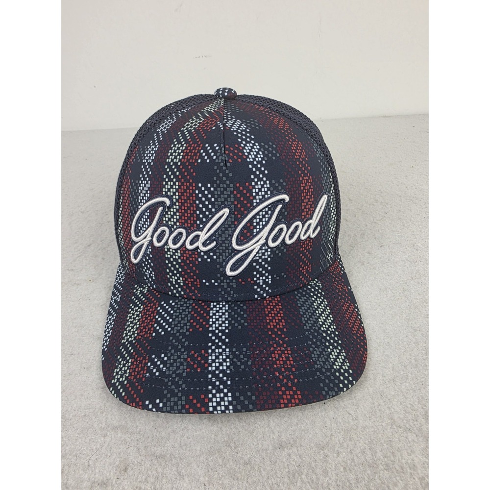 Good Good Golf Par Plaid Trucker Snapback Hat Red White Blue